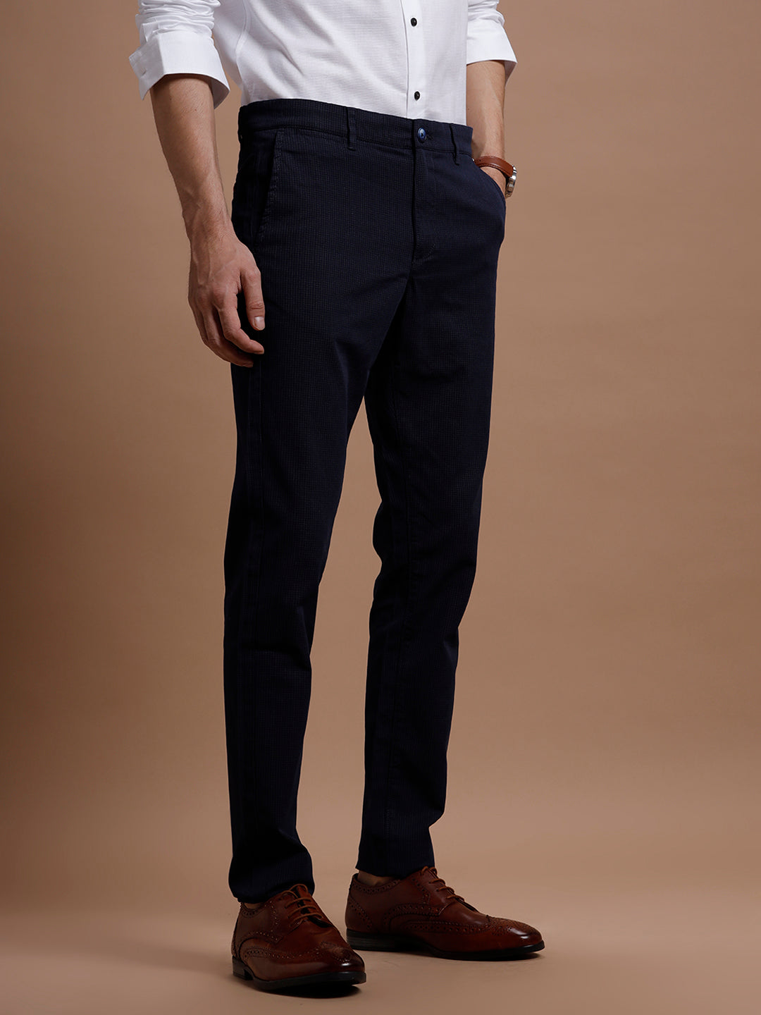 Navy Tyron stretch cotton trousers | Men's Trouser | Hartford