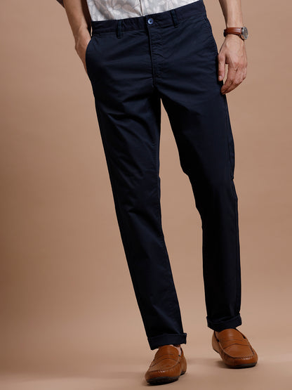 Navy  Smart Casual Cotton Trouser