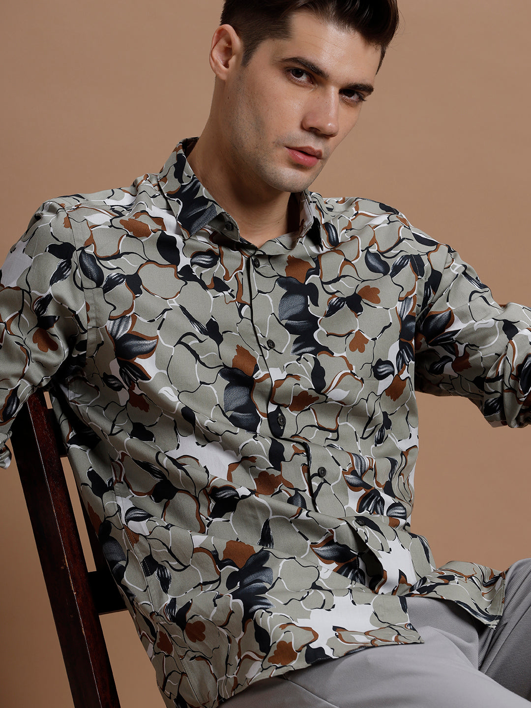 Midnight Flower Print Pure Cotton Shirt