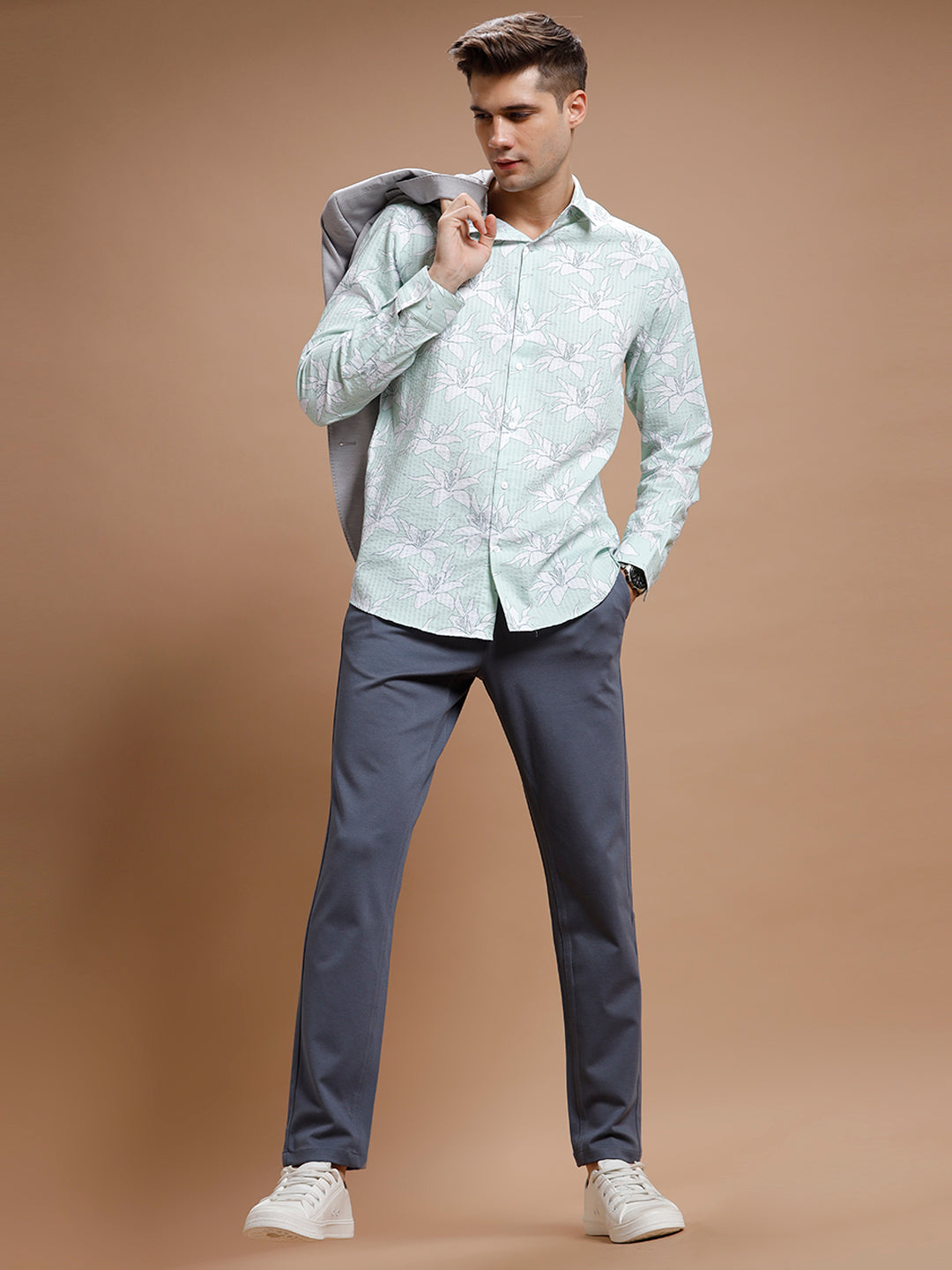 Seer Green Hibiscus Print Pure Cotton Shirt