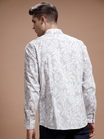 Seer Pink Hibiscus Print Pure Cotton Shirt