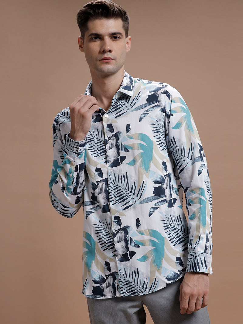 White Havana Print Pure Cotton Shirt