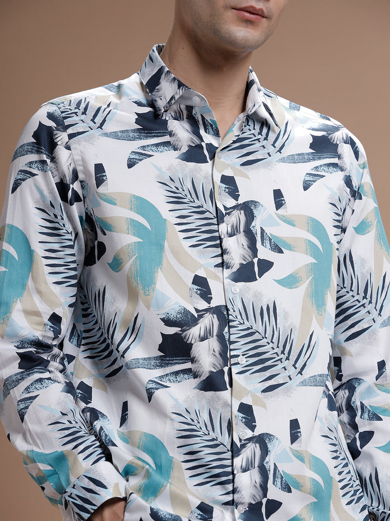 White Havana Print Pure Cotton Shirt