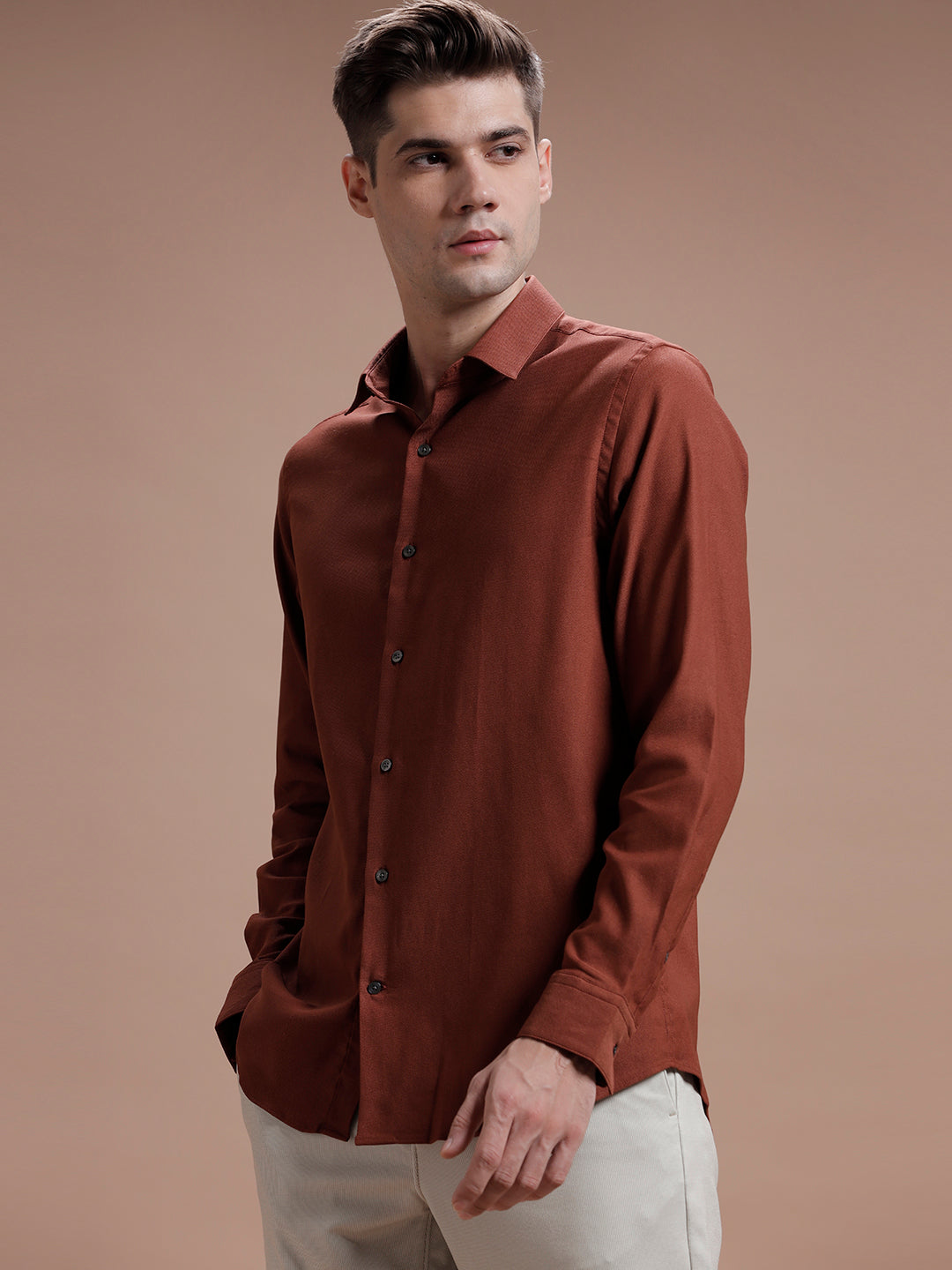 Rust Cotton Lycra Shirt