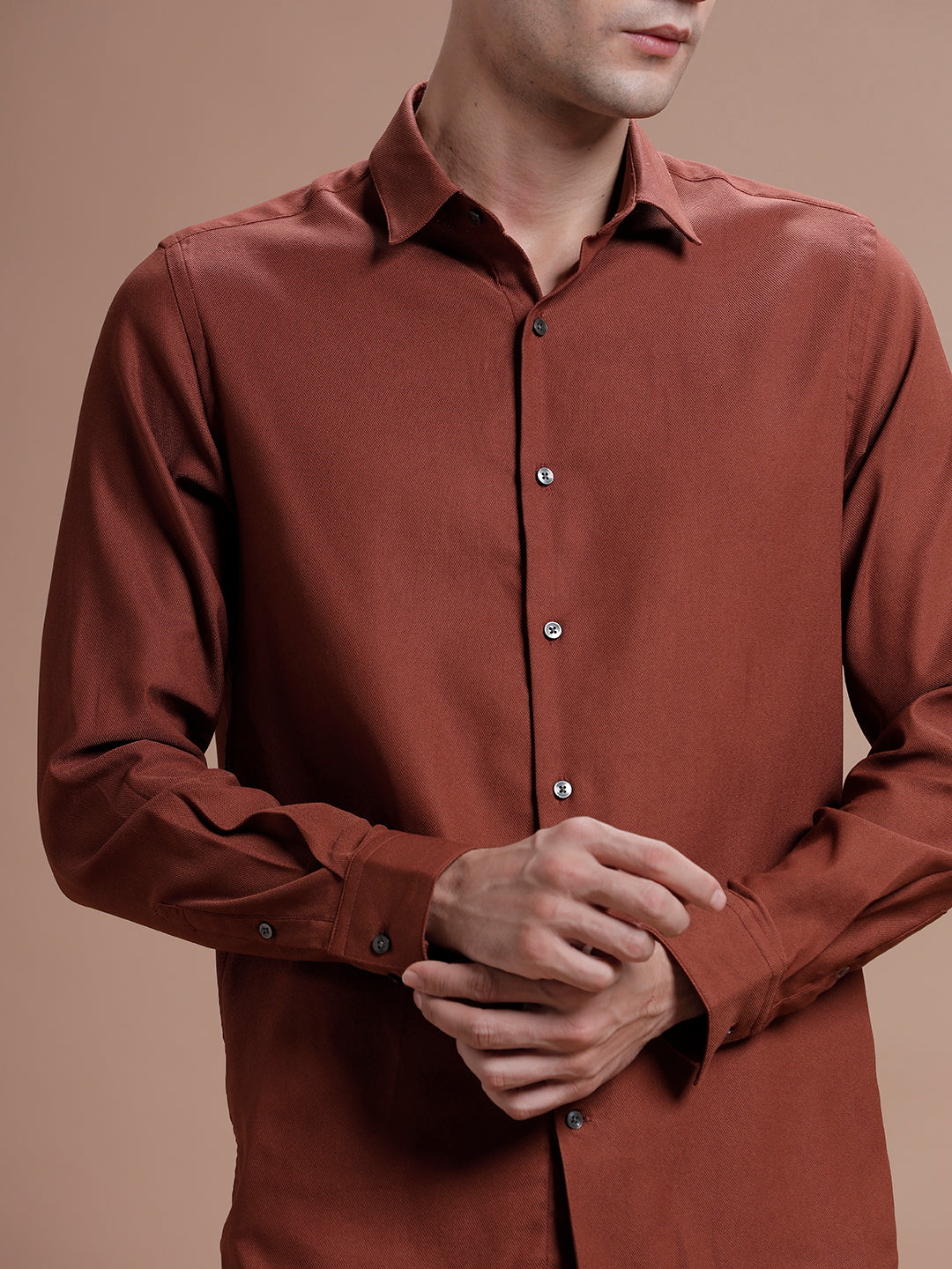 Rust Cotton Lycra Shirt