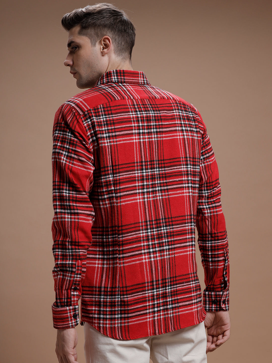 Red::White Checks Pure Cotton Shirt