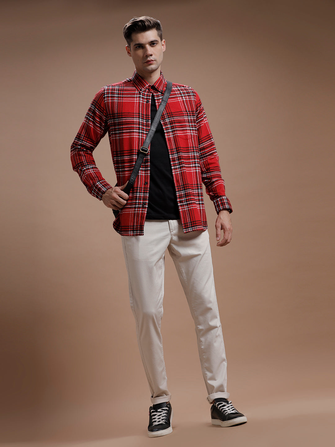 Red::White Checks Pure Cotton Shirt