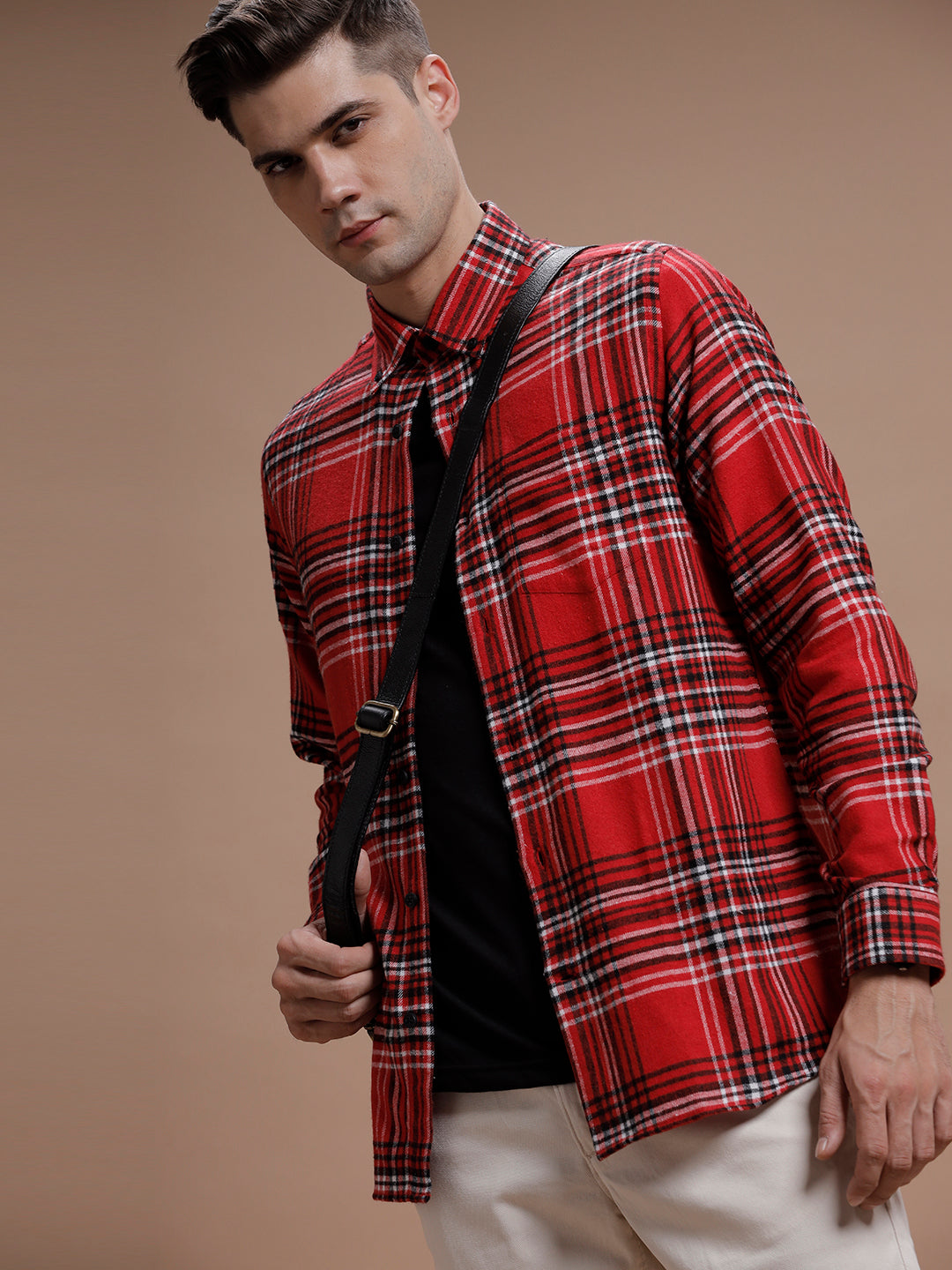 Red::White Checks Pure Cotton Shirt