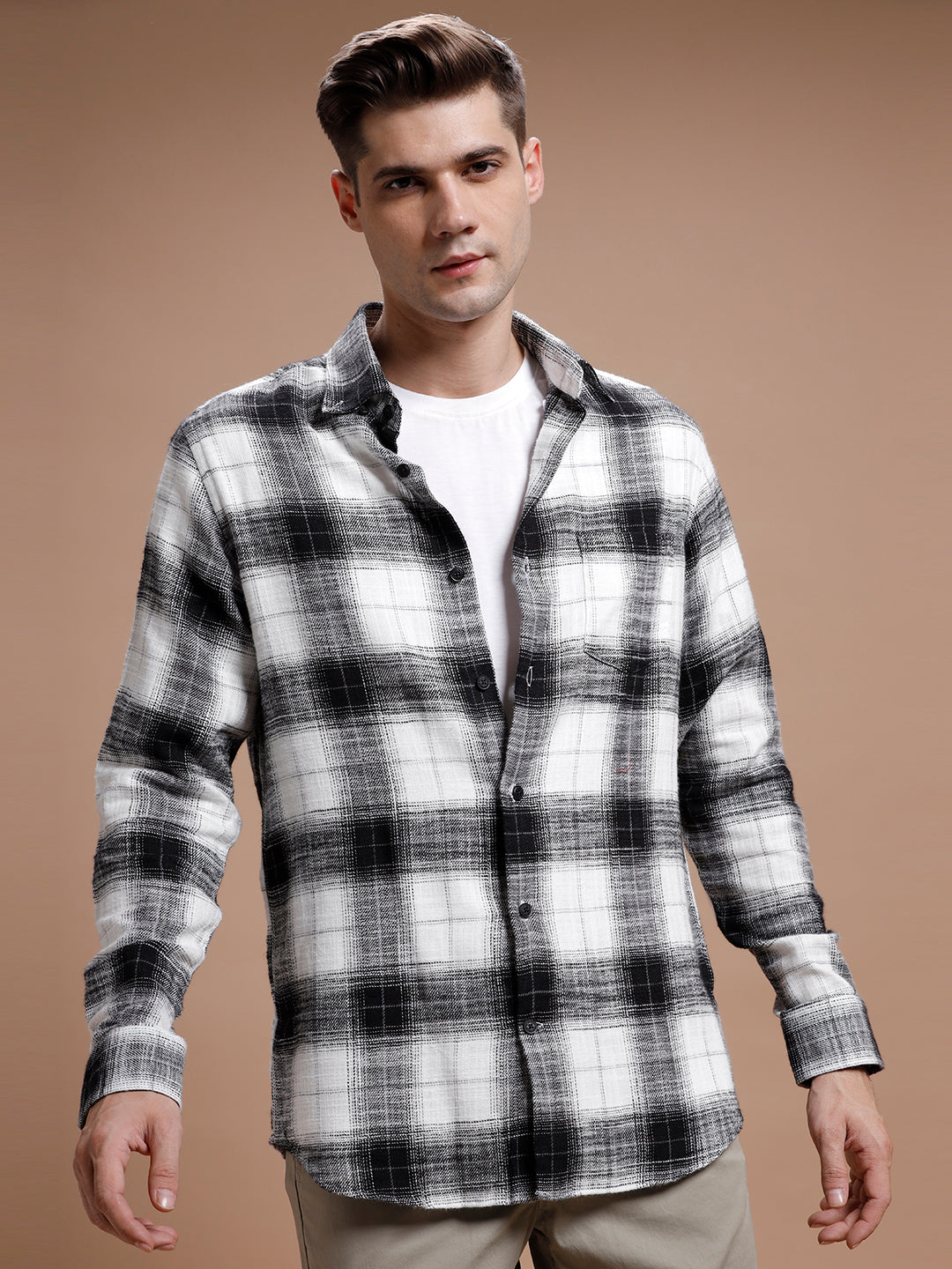 White::Black Checks Pure Cotton Shirt