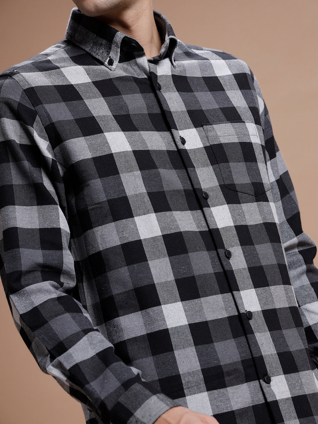 Grey::Black Checks Pure Cotton Shirt