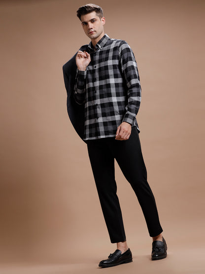 Grey::Black Checks Pure Cotton Shirt