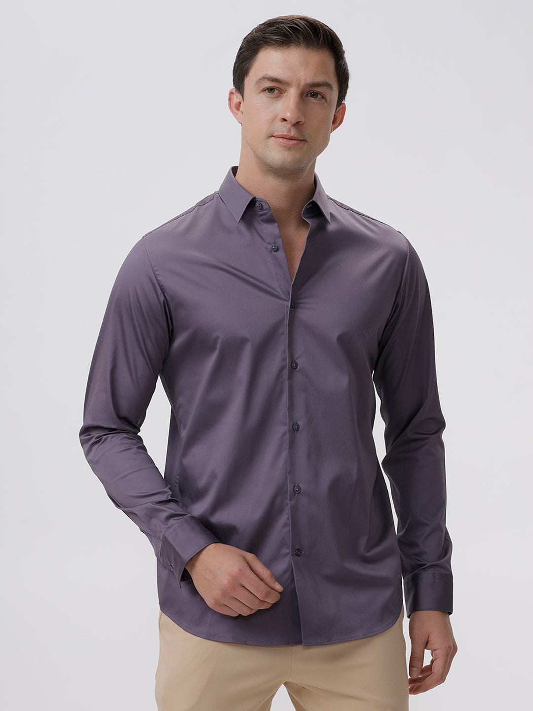 Samuel Purple Sage Slim Fit Cotton Shirt