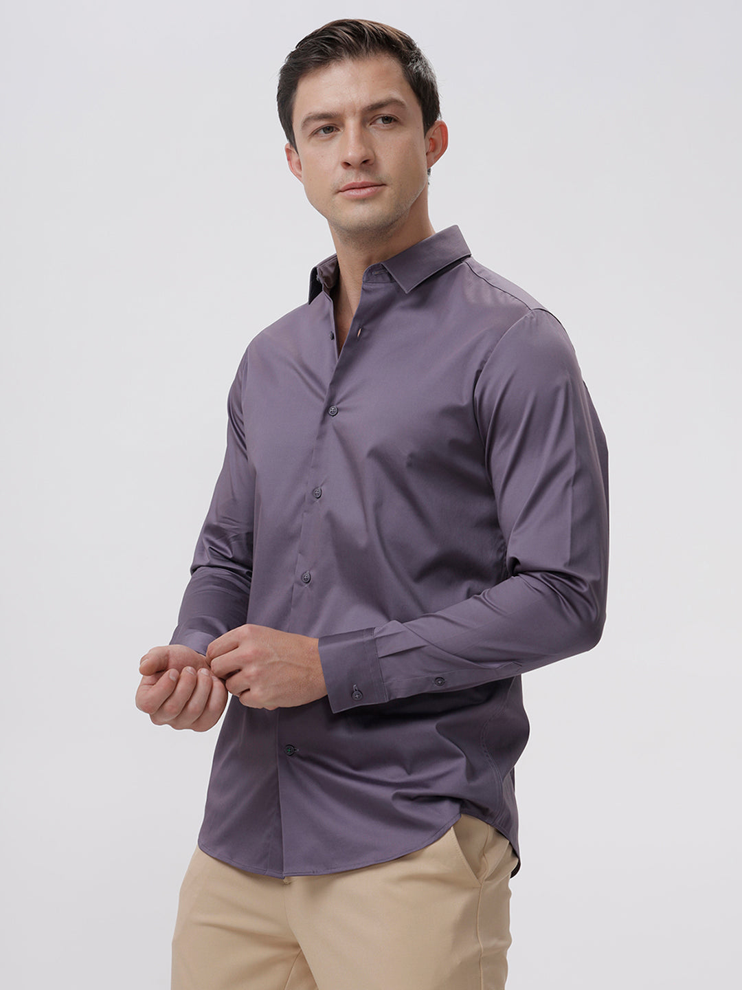 Samuel Purple Sage Slim Fit Cotton Shirt