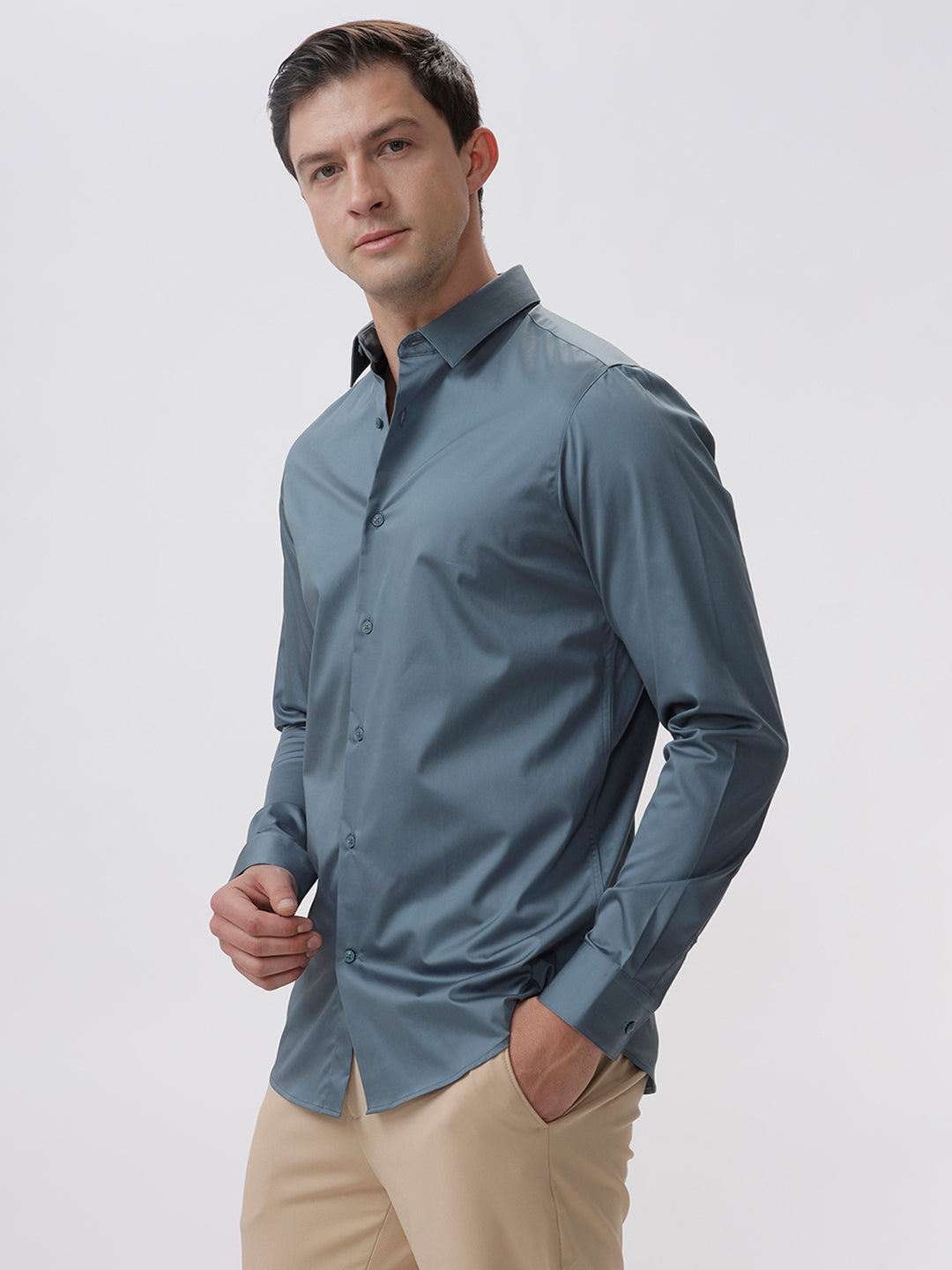 Samuel Goblin Blue Slim Fit Cotton Shirt