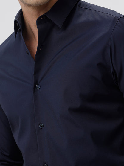 Deep Navy Cotton Slim Fit Full Sleeves Formal Shirt