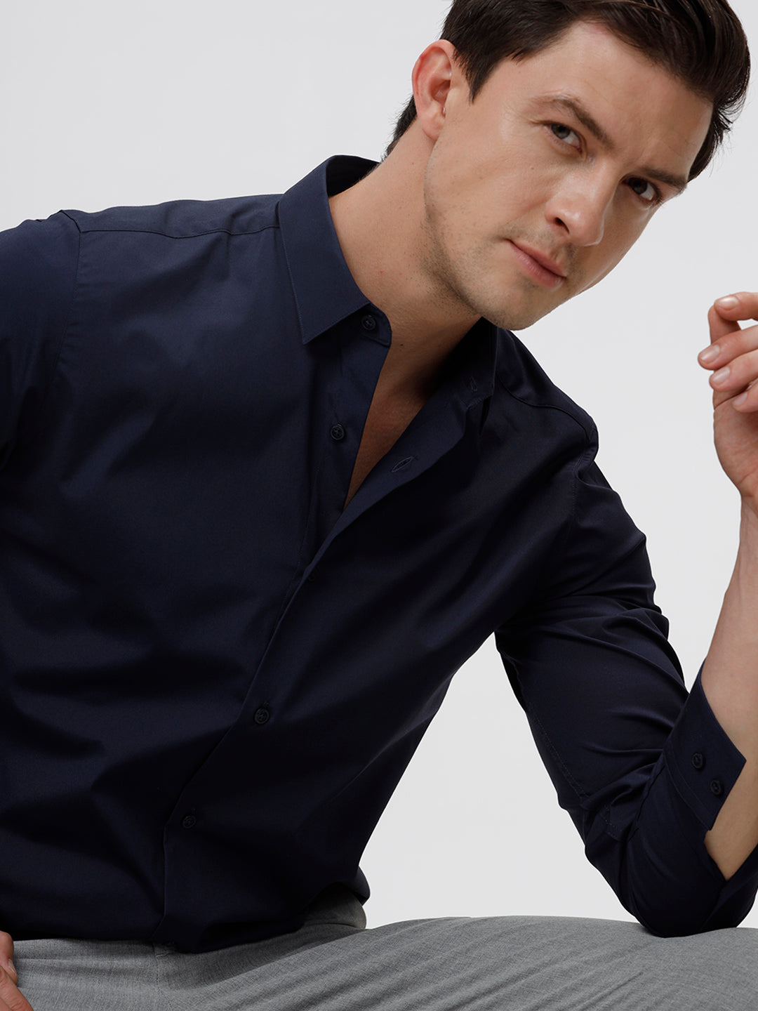 Deep Navy Cotton Slim Fit Full Sleeves Formal Shirt