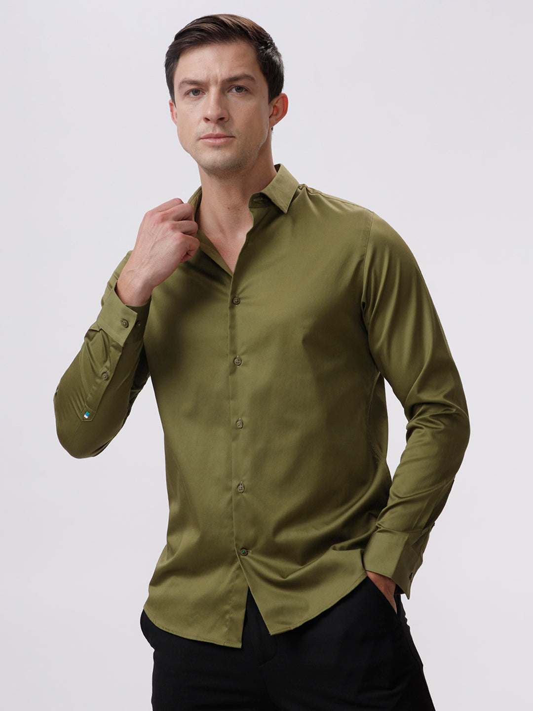 The Collection Stephen Olive Drab Slim Fit Shirt