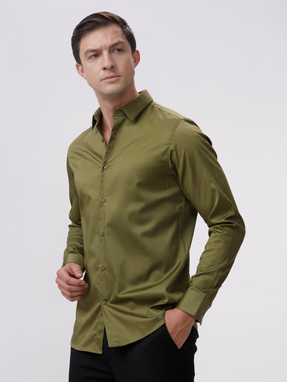 The Collection Stephen Olive Drab Slim Fit Shirt