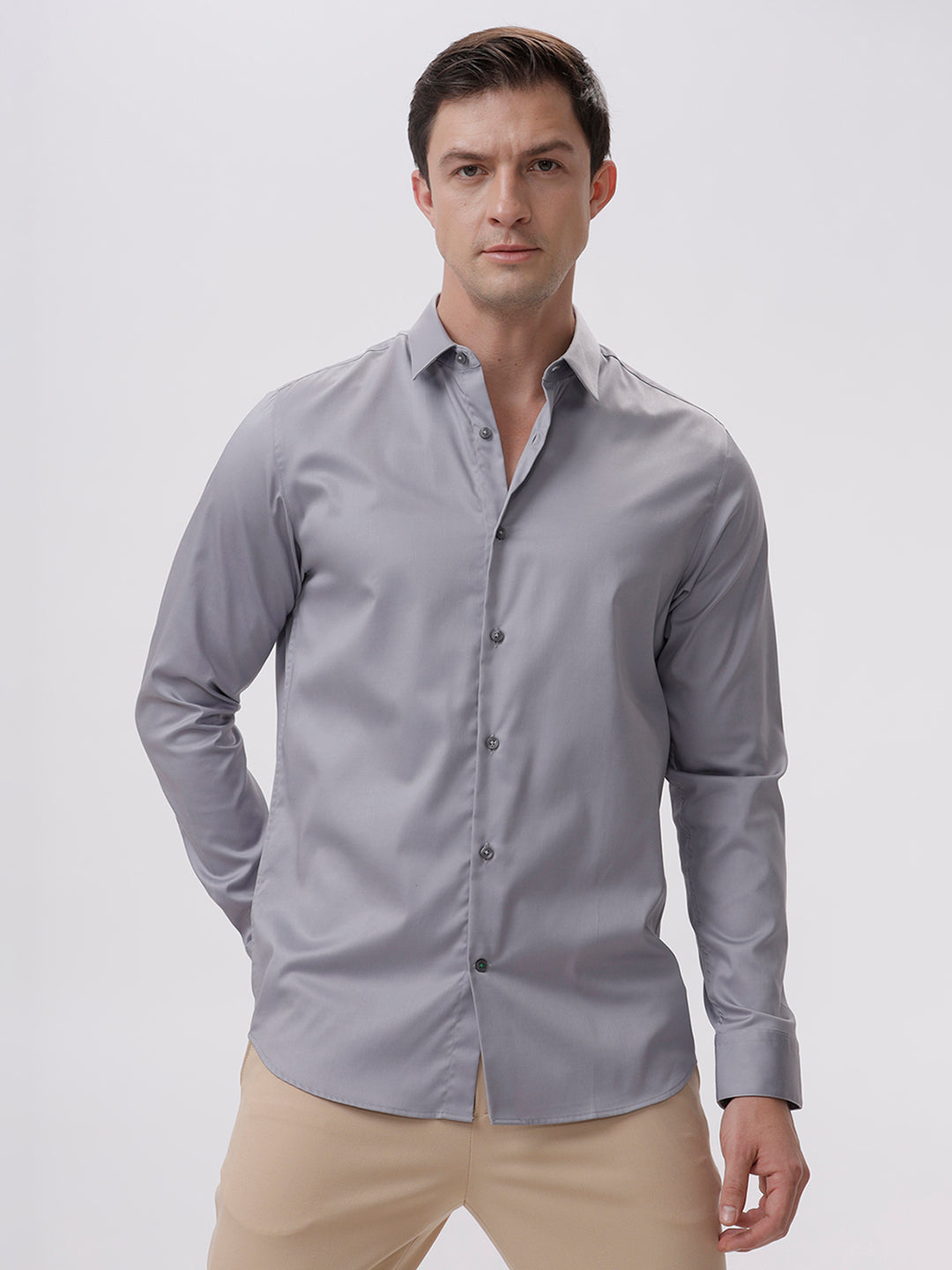 Stephen Ulac Gray Slim Fit Cotton Shirt