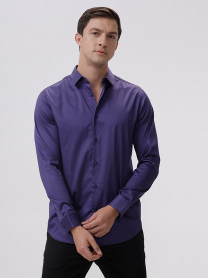 Stephen Mulberry Purple Slim Fit Cotton Shirt