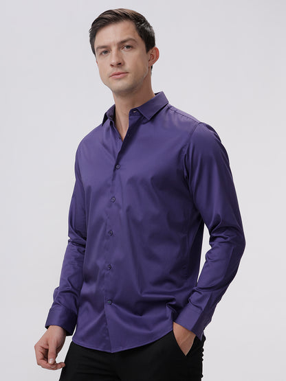 Stephen Mulberry Purple Slim Fit Cotton Shirt