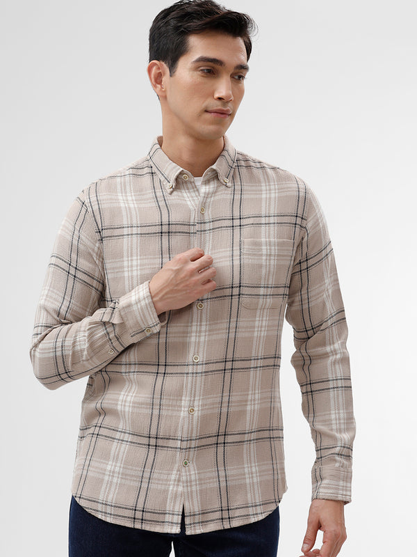 Beige Turkish Matty Checks Shirt