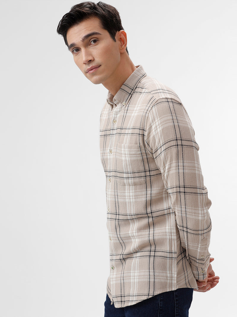 Beige Turkish Matty Checks Shirt