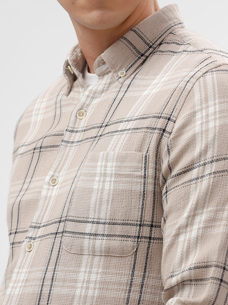 Beige Turkish Matty Checks Shirt