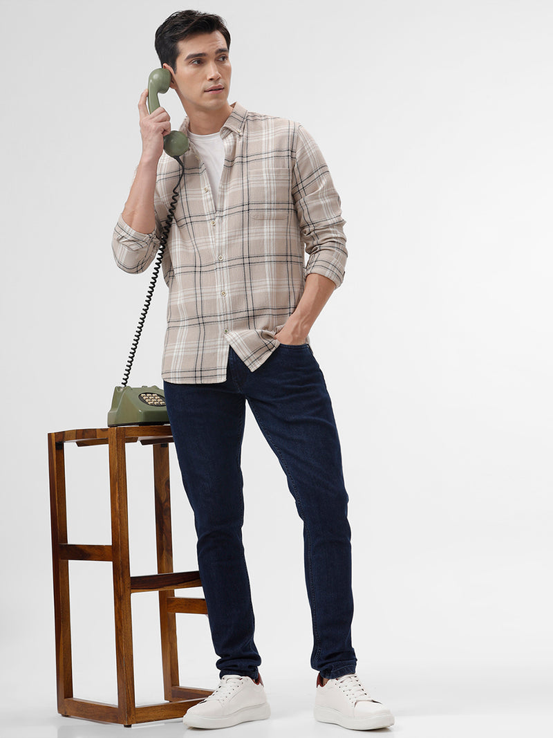 Beige Turkish Matty Checks Shirt