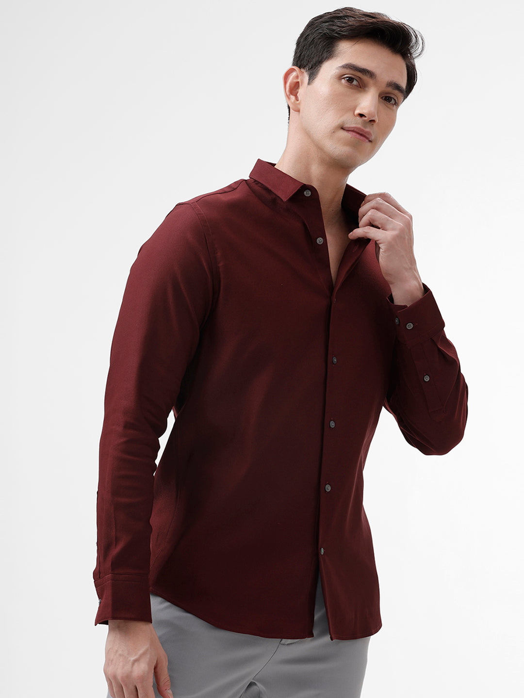 The Collection Think Maroon Slim Fit Shirt