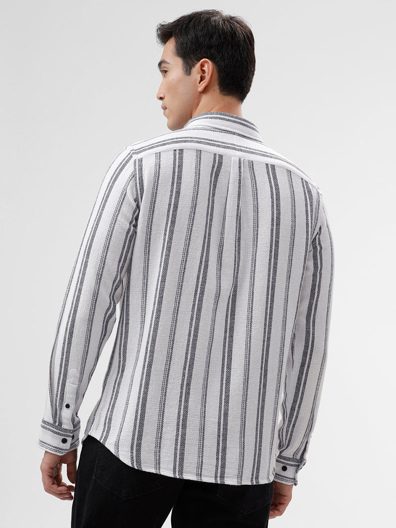 White with Navy Stripes Shirt