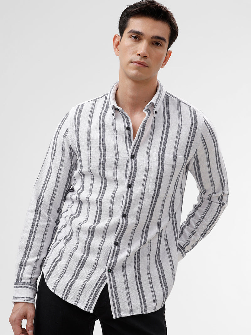 White with Navy Stripes Shirt