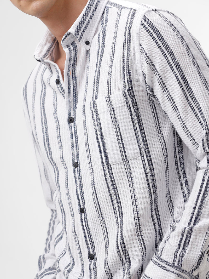 White with Navy Stripes Shirt