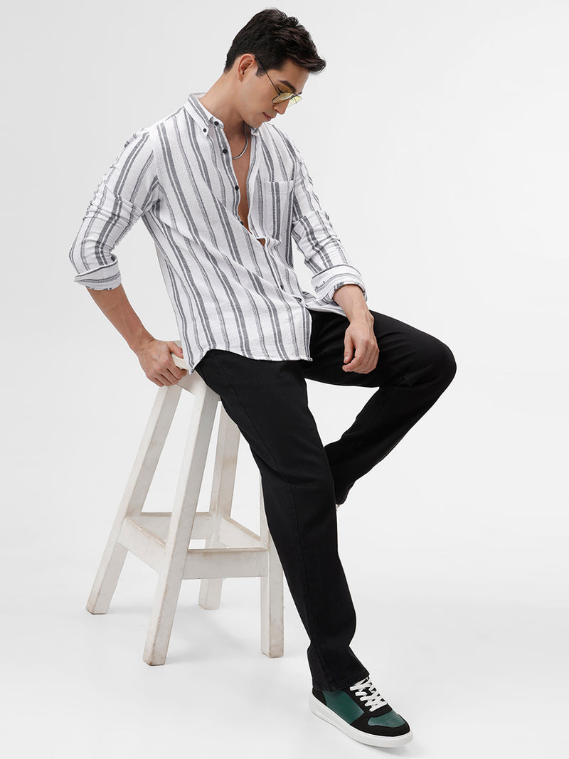 White with Navy Stripes Shirt