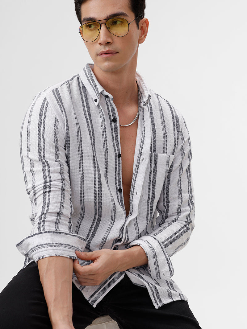 White with Navy Stripes Shirt