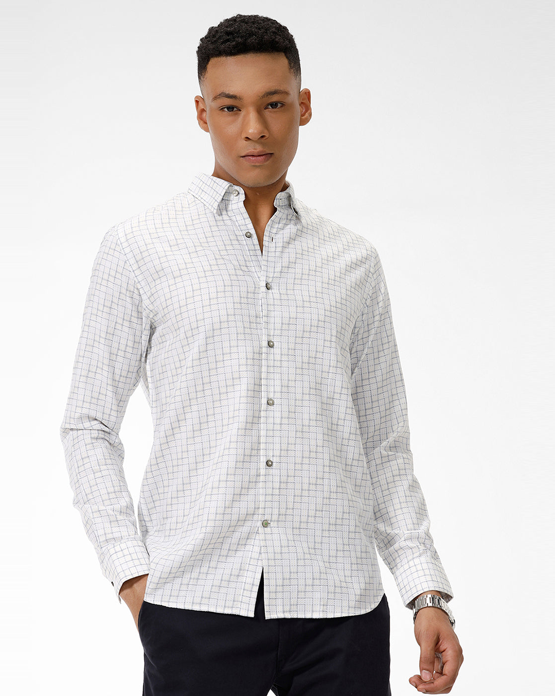 White Checks Casual Shirt