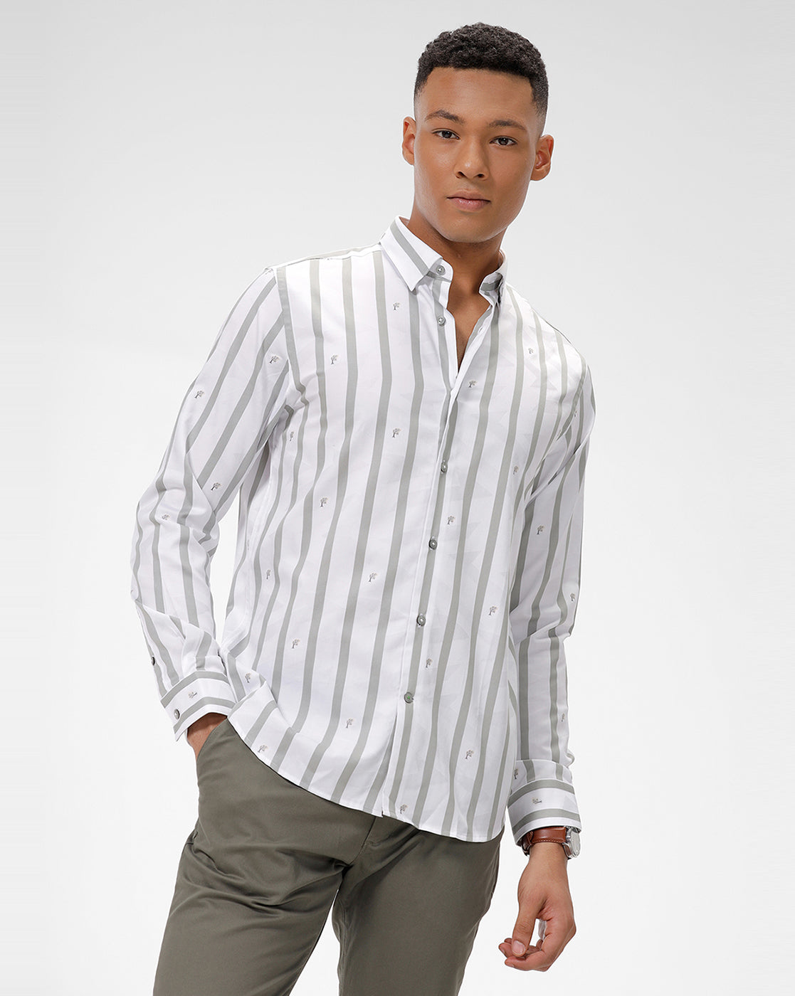 Sage &amp; White Stripes Shirt