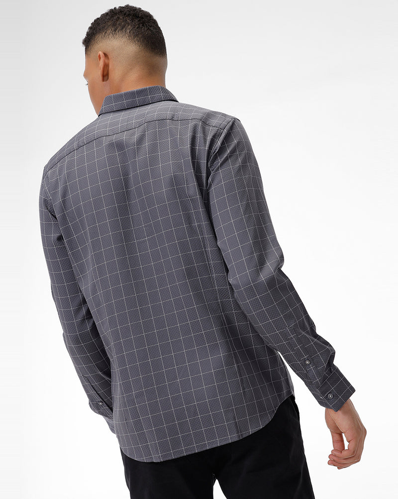 MICRO TEXTURED Dark Grey Checks EXPRESS SHIRT