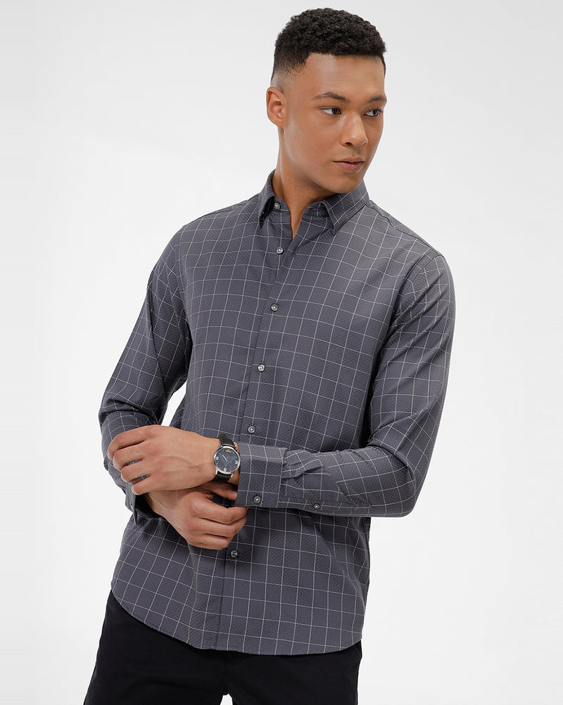 MICRO TEXTURED Dark Grey Checks EXPRESS SHIRT