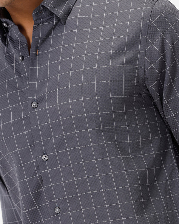 MICRO TEXTURED Dark Grey Checks EXPRESS SHIRT