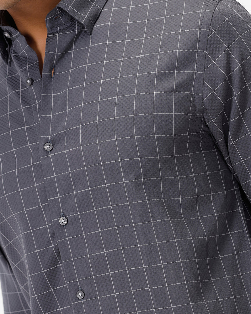 MICRO TEXTURED Dark Grey Checks EXPRESS SHIRT
