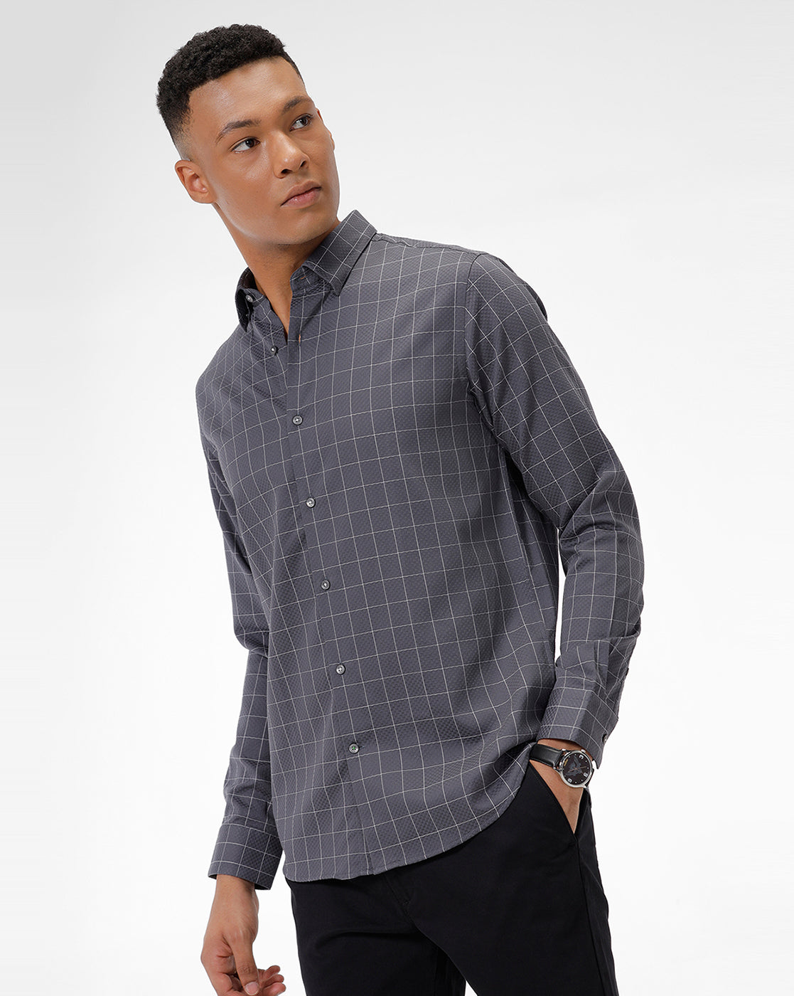 Dark Grey Checks EXPRESS SHIRT