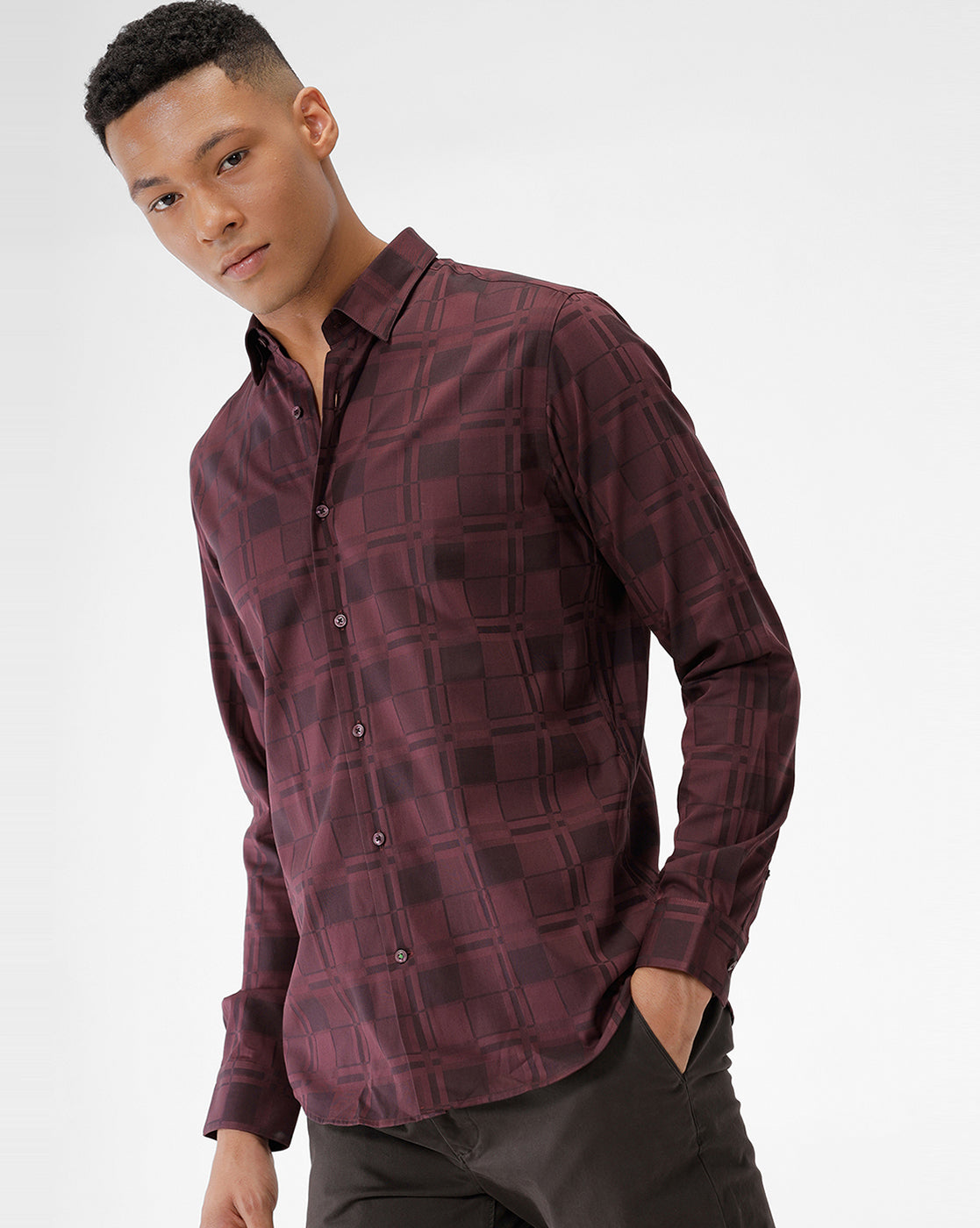 Maroon Checks - Casual Shirt