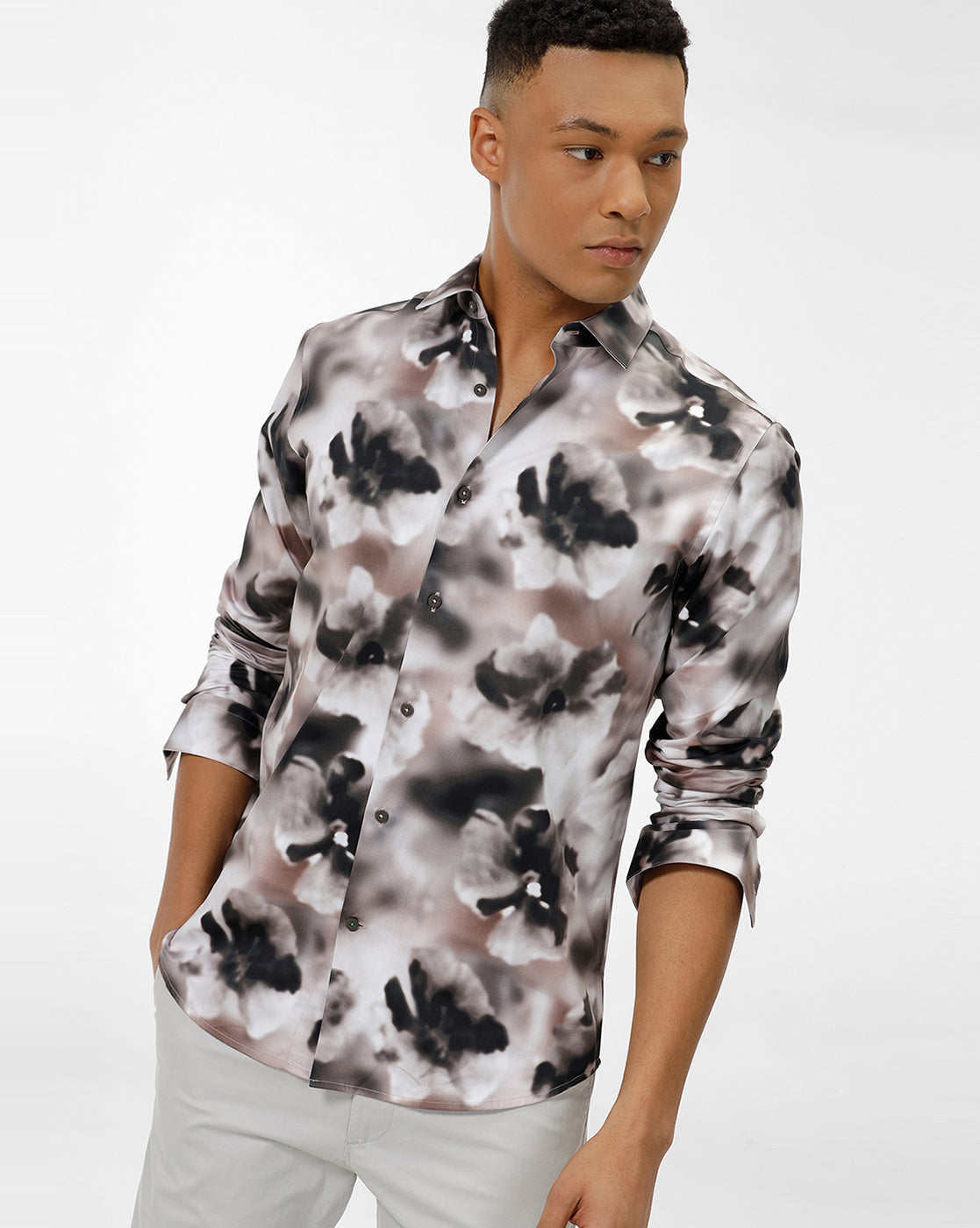 Pink Floral Print Mercury Casual Shirt