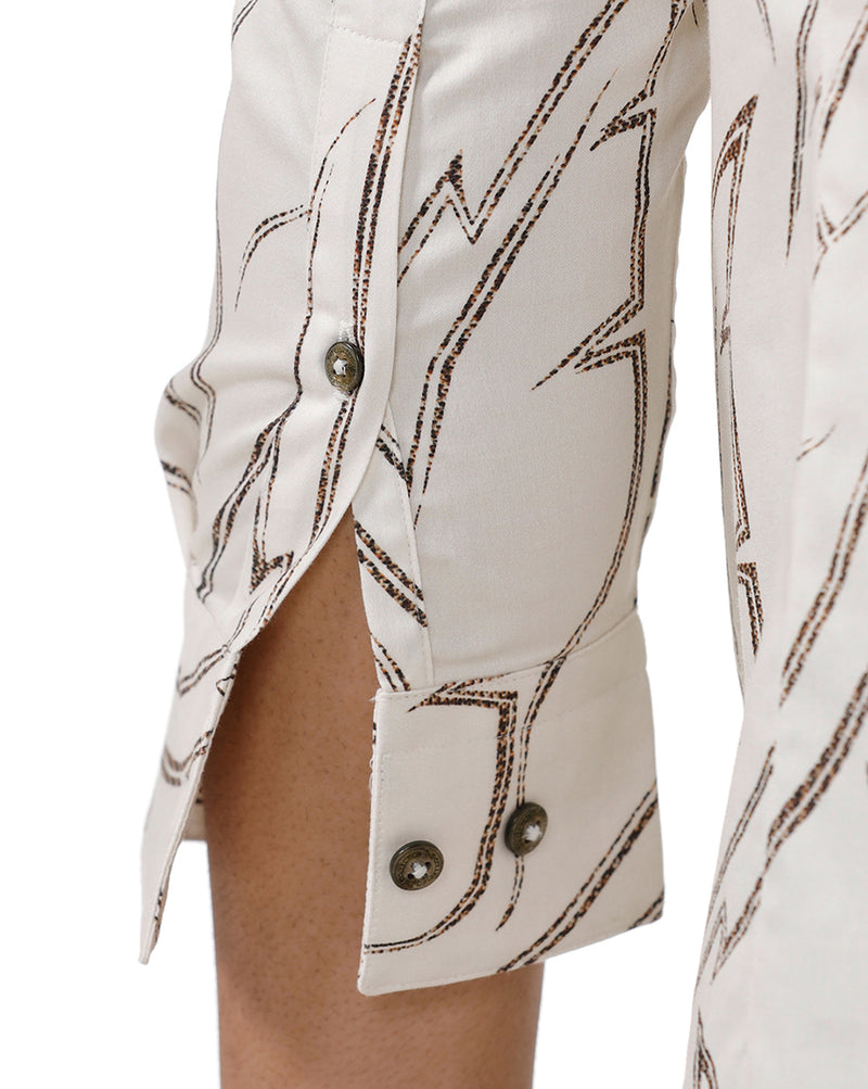 Brown Leaf Print Casual Shirt