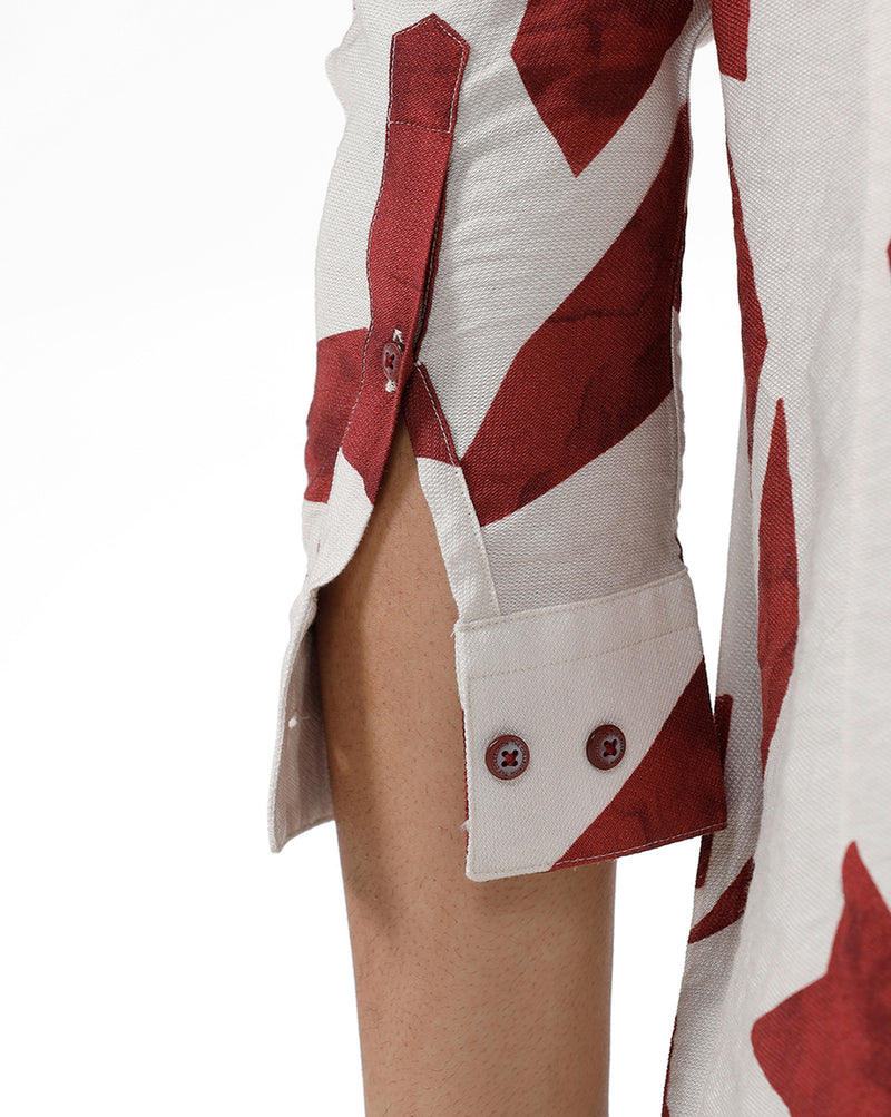 Red Block Print Casual Shirt