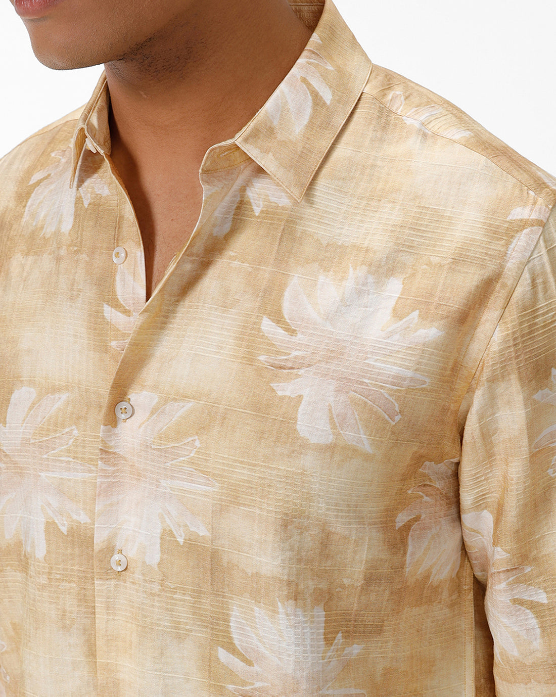 Moose Yellow Flower Print Casual Shirt