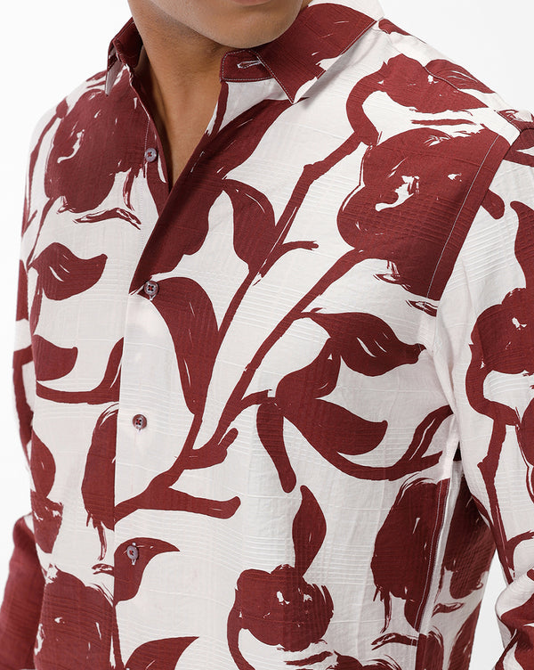 POSSUM – Marron Print Casual Shirt
