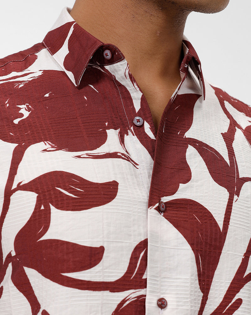 POSSUM – Marron Print Casual Shirt