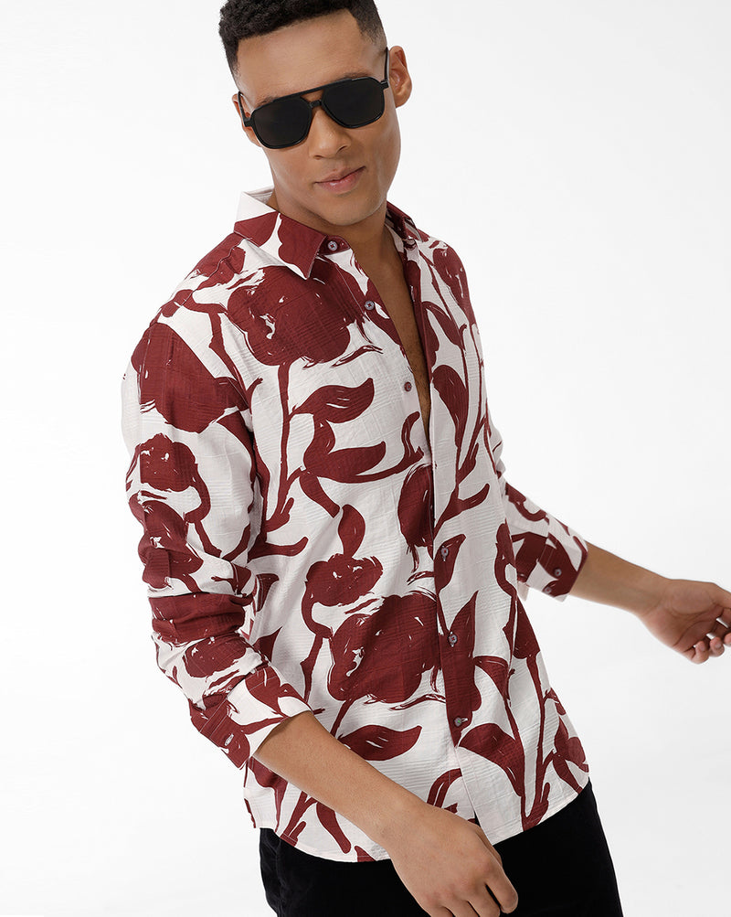 POSSUM – Marron Print Casual Shirt